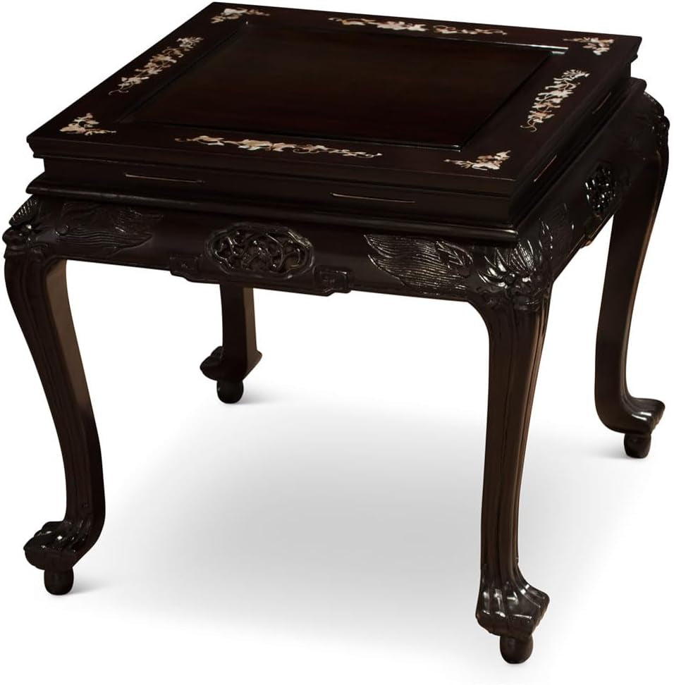 Dark Cherry Rosewood Mother of Pearl Motif Oriental Living Room Set (8Pcs) - with Free inside Delivery-4