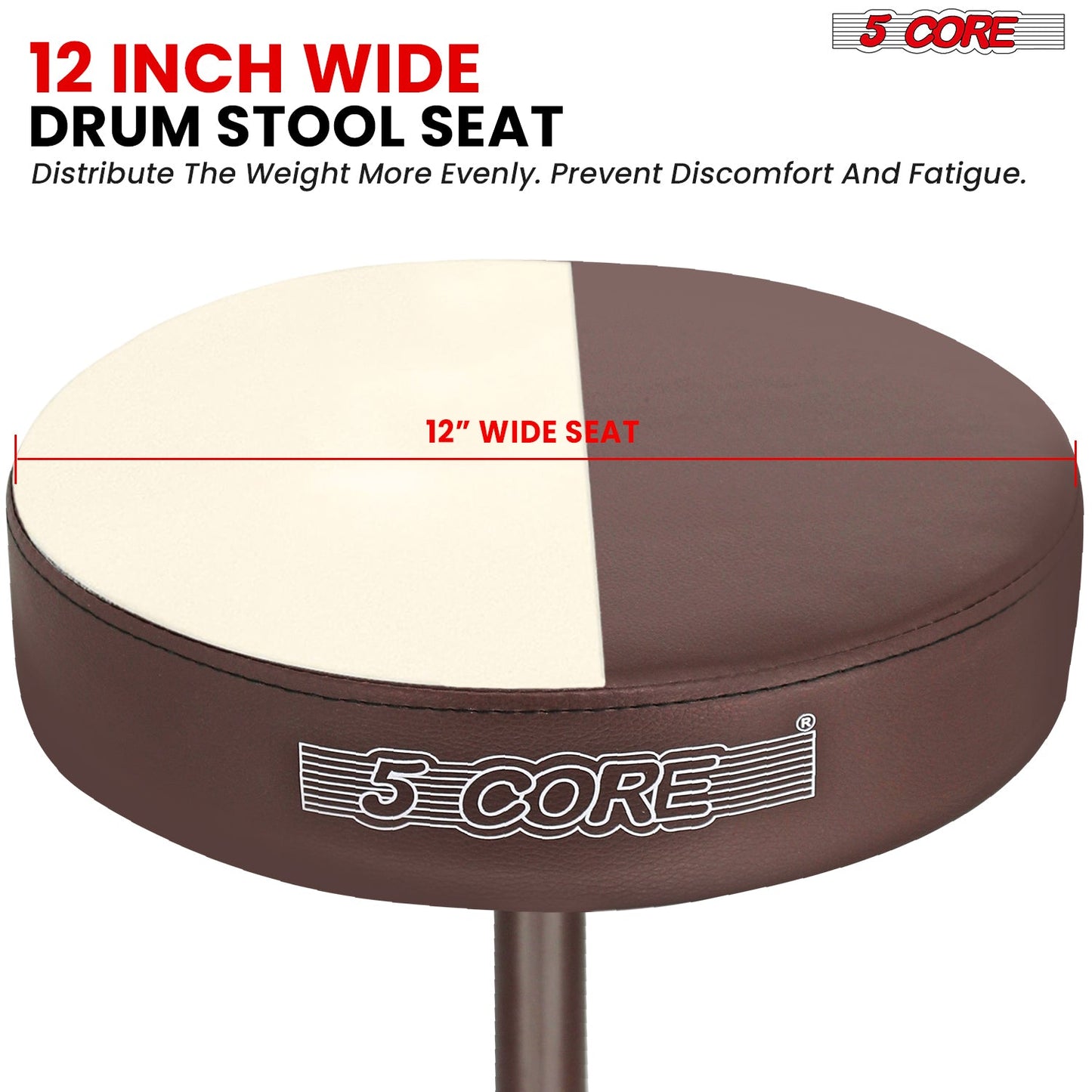 5 Core Drum Throne 3" Thick Padded Comfortable Guitar Stool Drummer Chair Adjustable Musician Seat-2