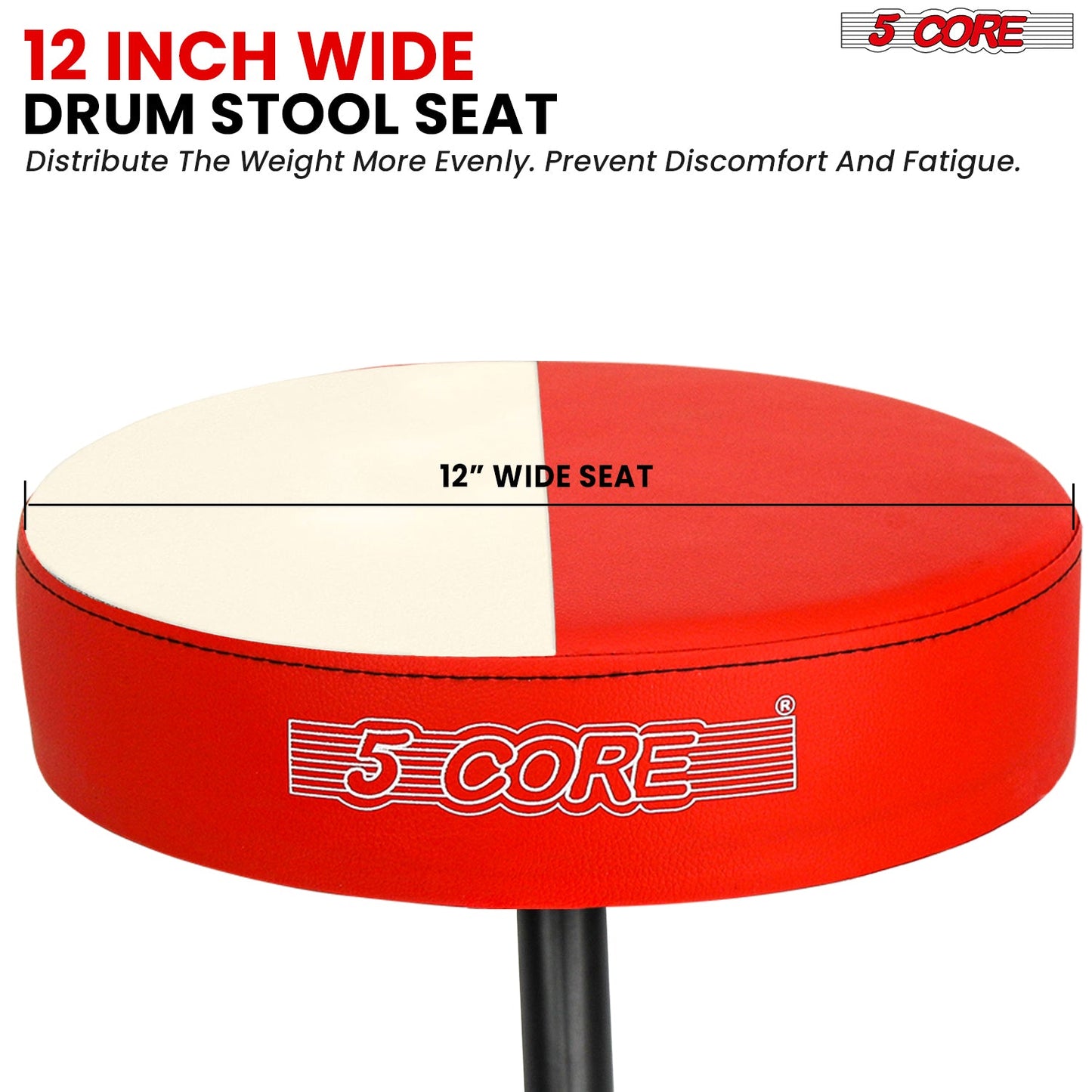 5 Core Drum Throne 3" Thick Padded Comfortable Guitar Stool Drummer Chair Adjustable Musician Seat-2