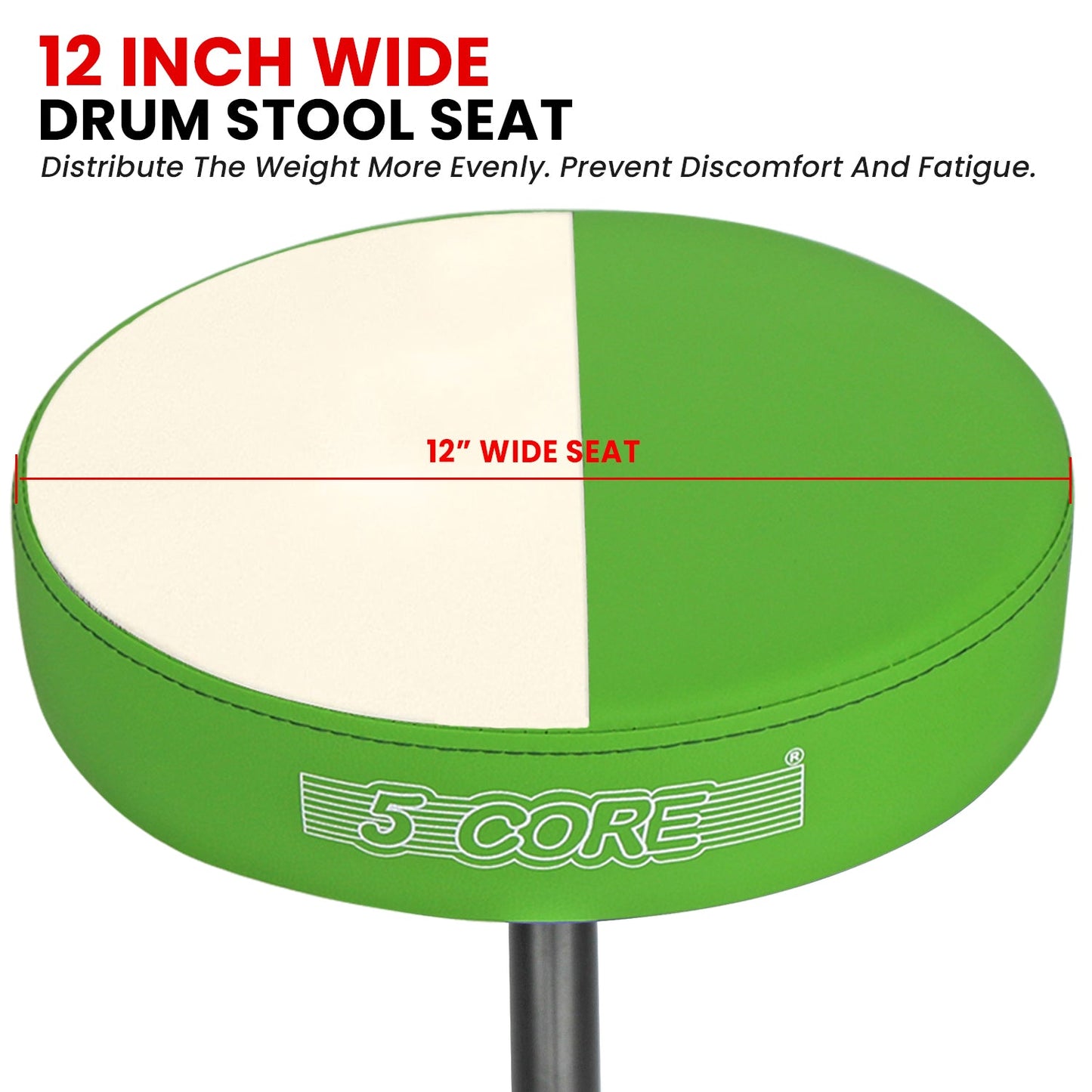 5 Core Drum Throne 3" Thick Padded Comfortable Guitar Stool Drummer Chair Adjustable Musician Seat-2