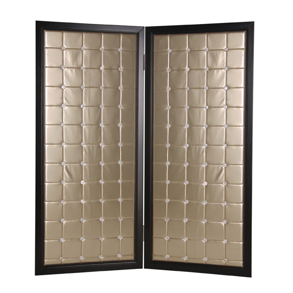 59" X 84" Gold Wood & Fabric Screen-0