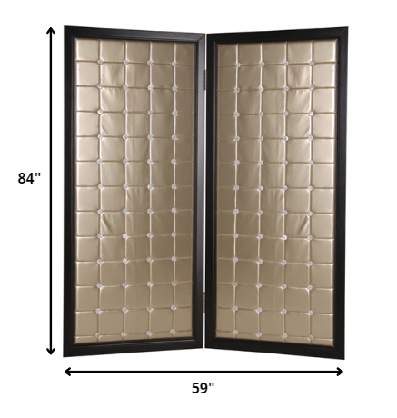 59" X 84" Gold Wood & Fabric Screen-4