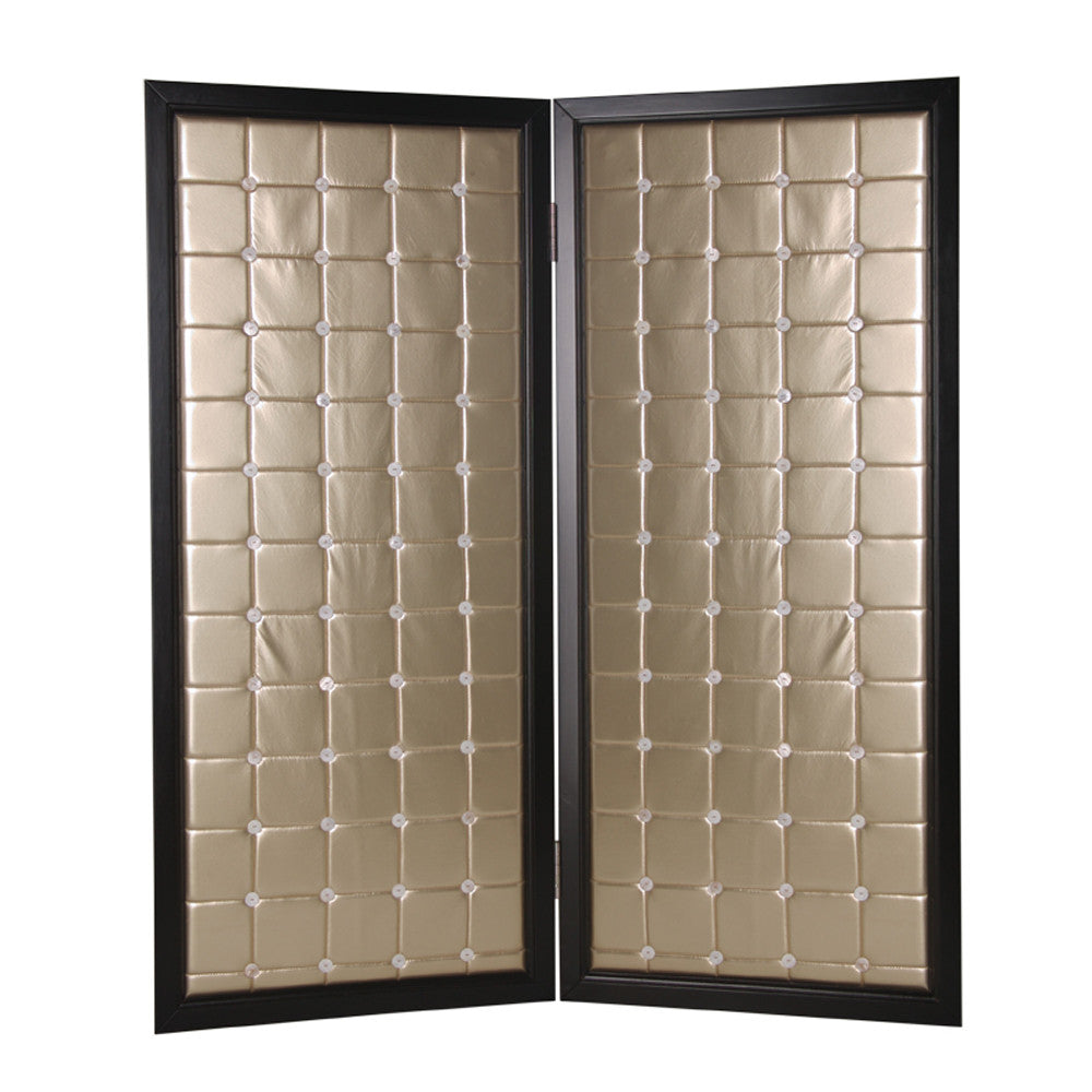 59" X 84" Gold Wood & Fabric Screen-1