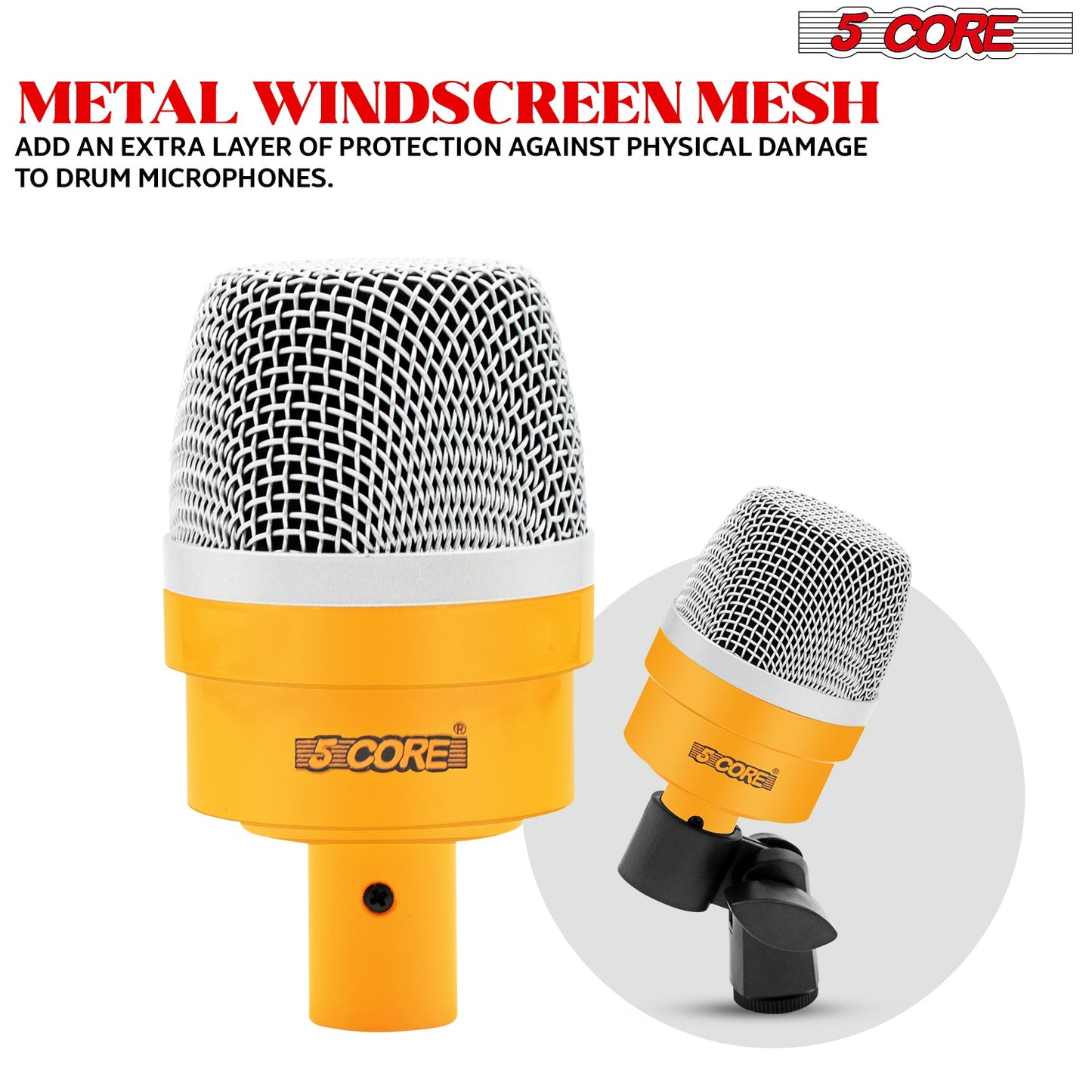 5Core Drum Mic Kit 7 Pcs Kick BassTom Snare Dynamic Microphone Instrument Mics Set Yellow-2
