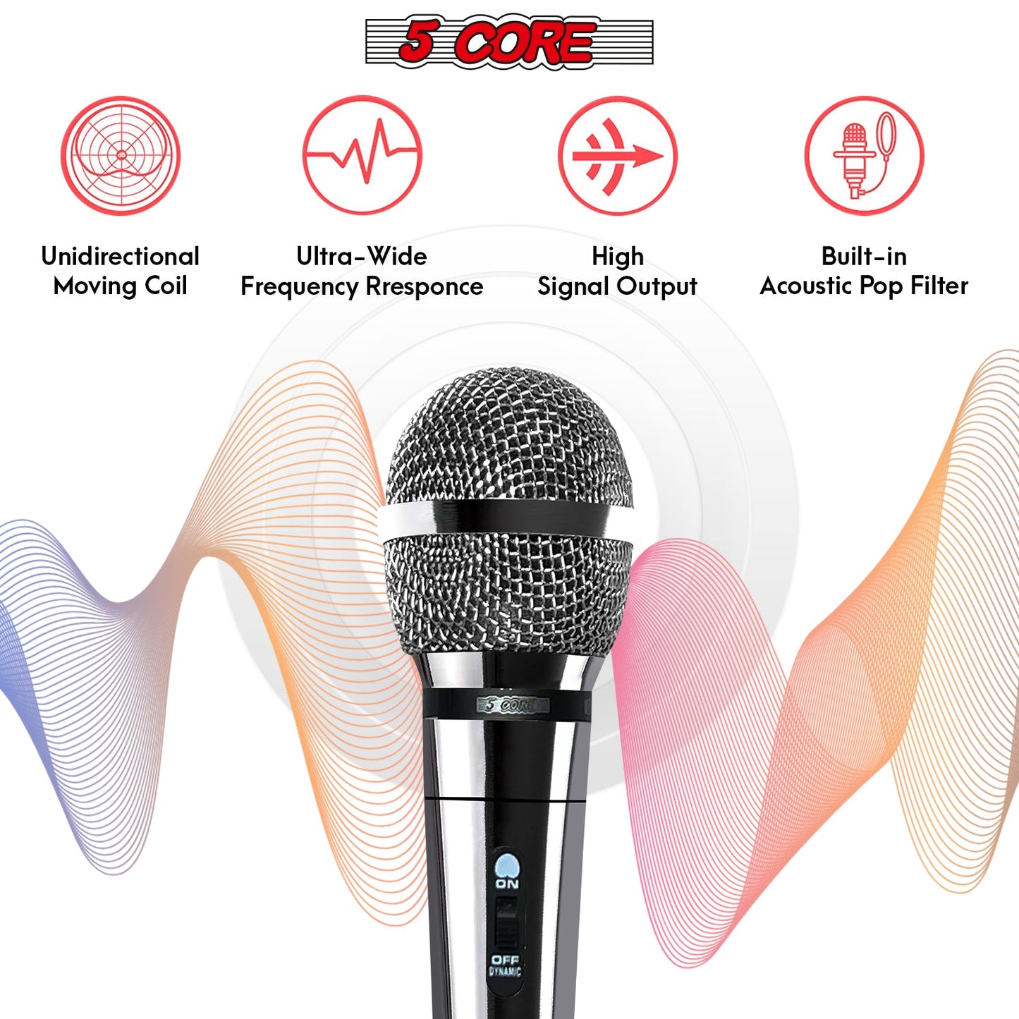 5Core XLR Microphone Dynamic Mic Karaoke Singing Studio Microfono Handheld Mics-2
