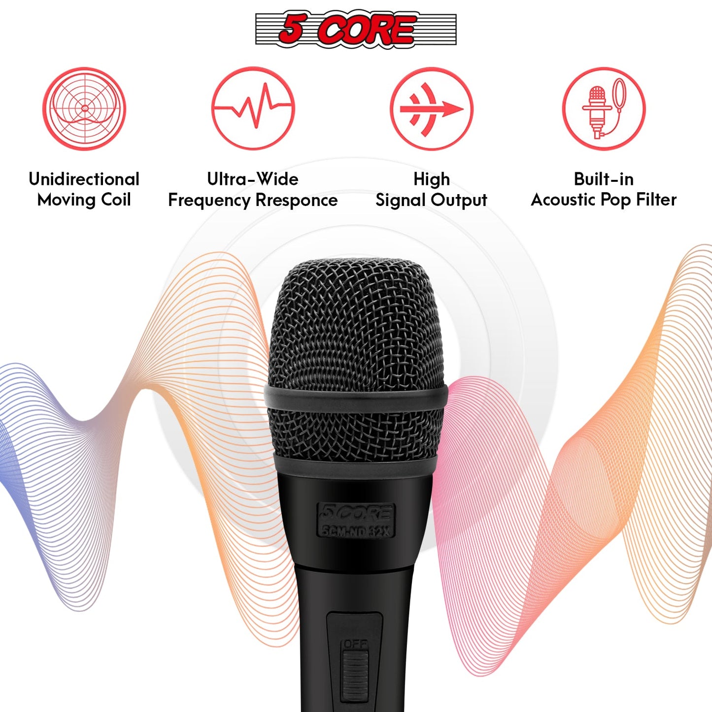 5Core XLR Microphone Dynamic Mic Karaoke Singing Studio Microfono Handheld Mics-2