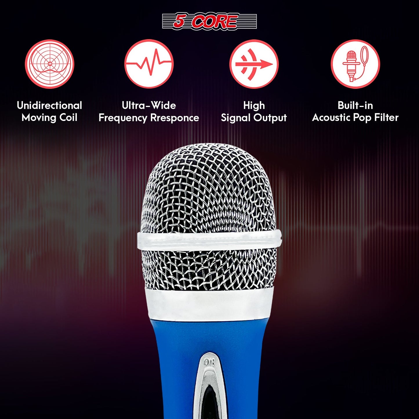 5Core XLR Microphone Dynamic Mic Karaoke Singing Studio Mics Handheld Microfono-2