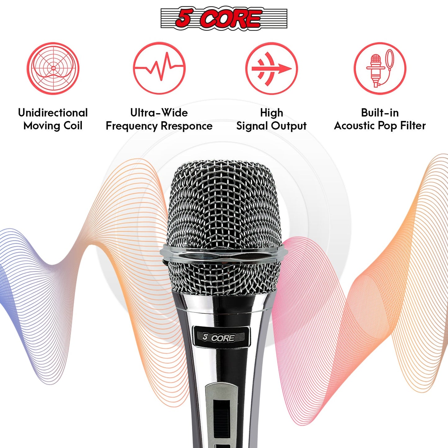 5Core XLR Microphone Dynamic Mic Karaoke Singing Studio Microfono Handheld Mics-2
