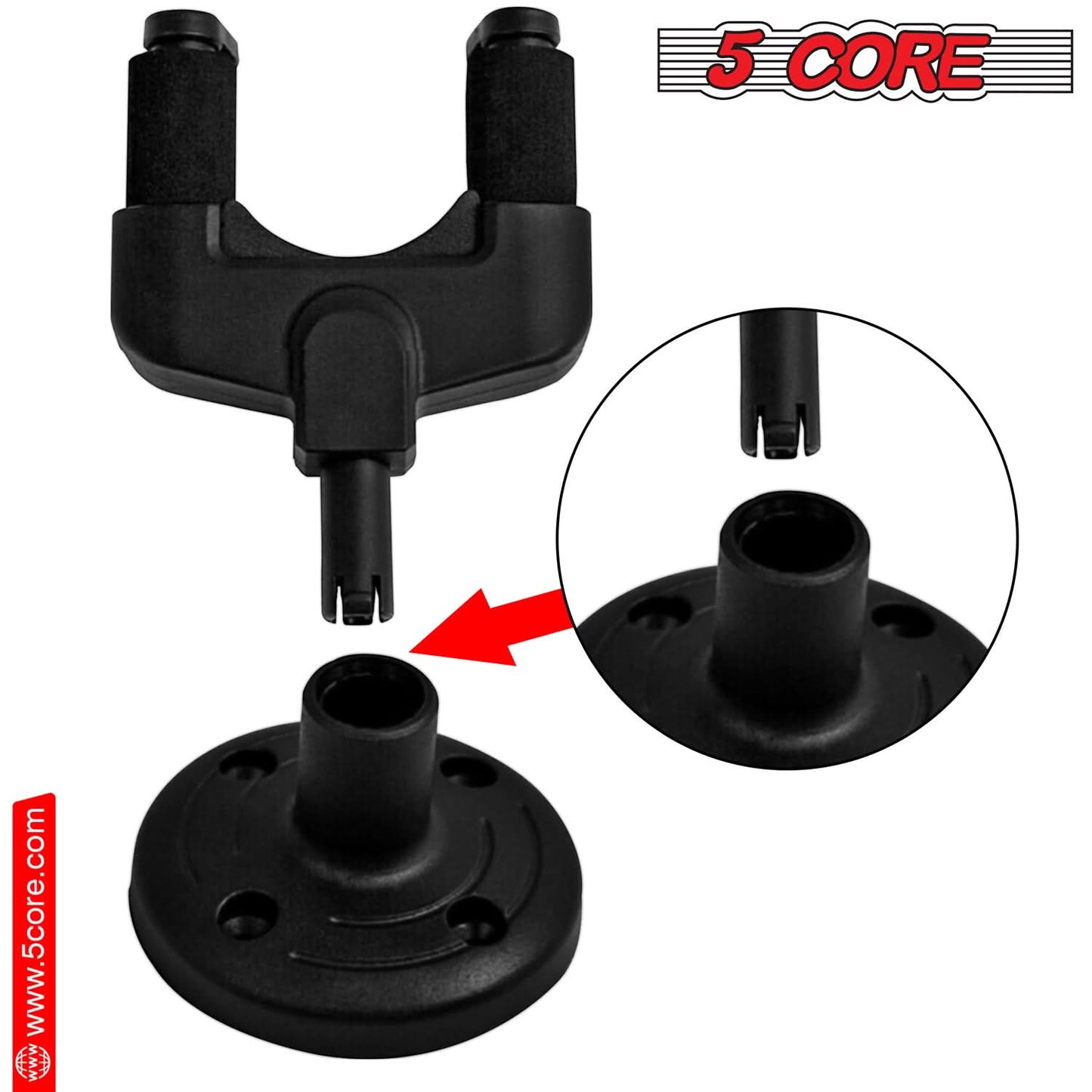5Core Guitar Wall Mount Hanger Hook Metal Base Soft Padding Adjustable Rotatable Holder-2