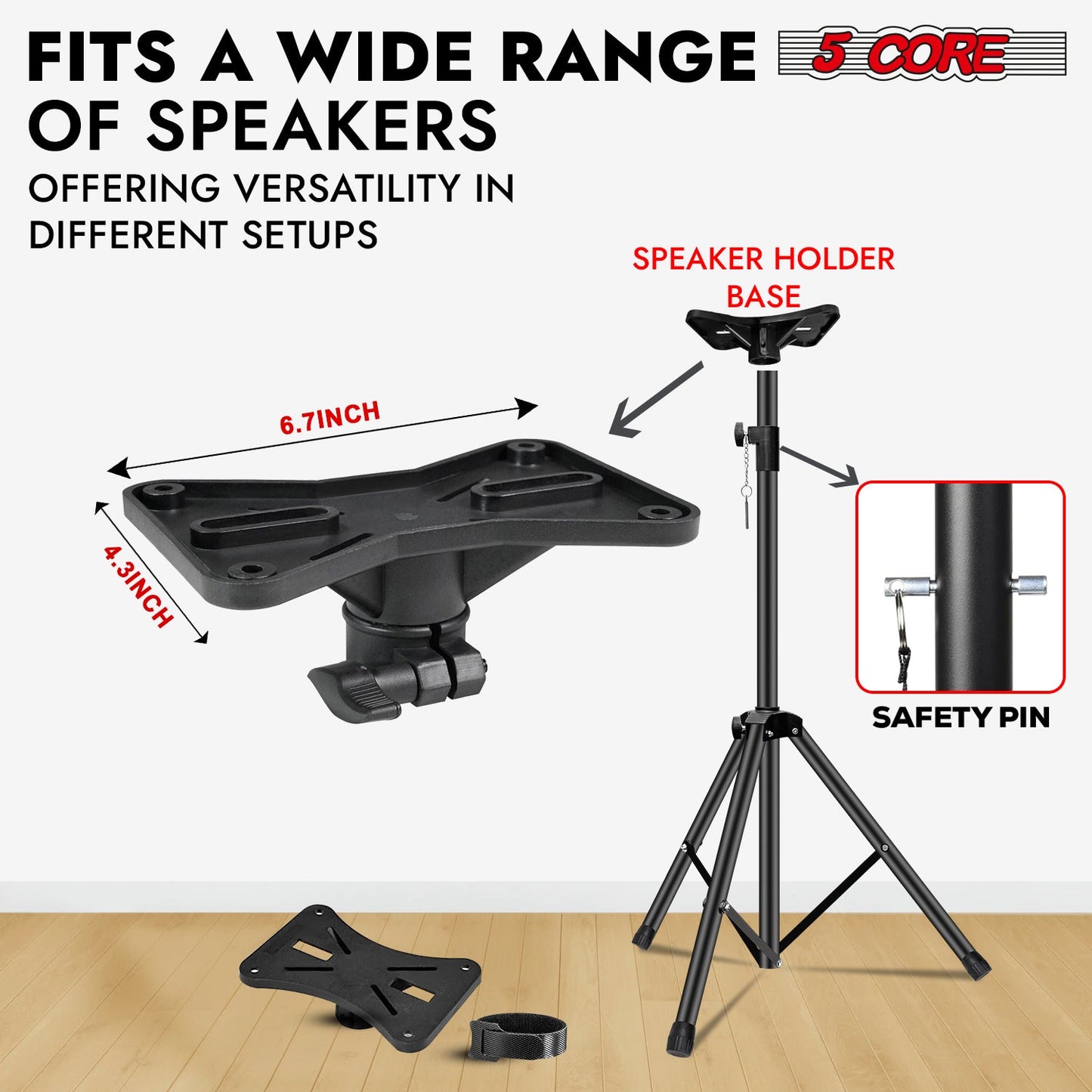 5 Core Speaker Stand Height Adjustable PA DJ Tripod Studio Monitor Stands w 35mm Compatible Insert-2