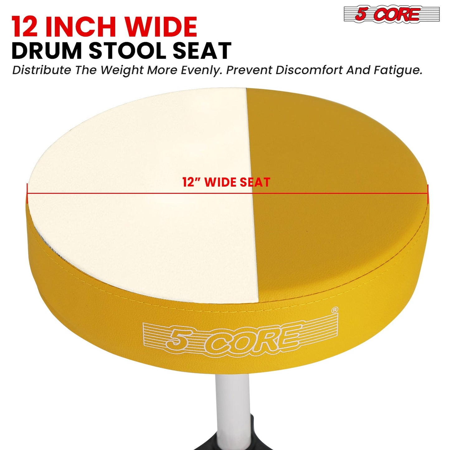 5 Core Drum Throne 3" Thick Padded Comfortable Guitar Stool Drummer Chair Adjustable Musician Seat-2