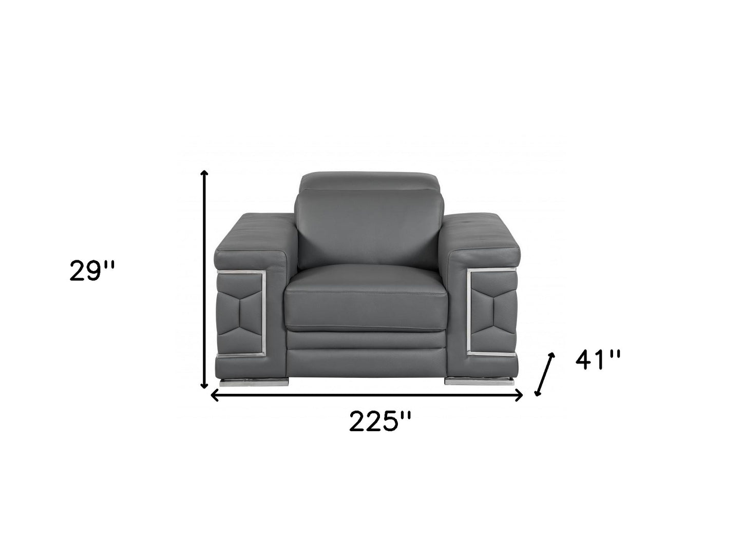 Three Piece Indoor Dark Gray Italian Leather Six Person Seating Set-8