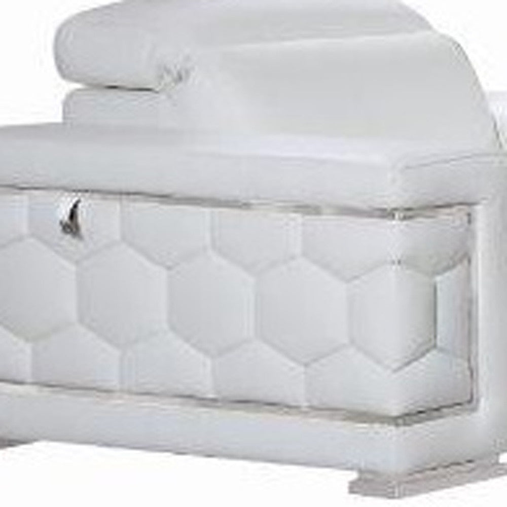 Three Piece Indoor White Italian Leather Six Person Seating Set-6
