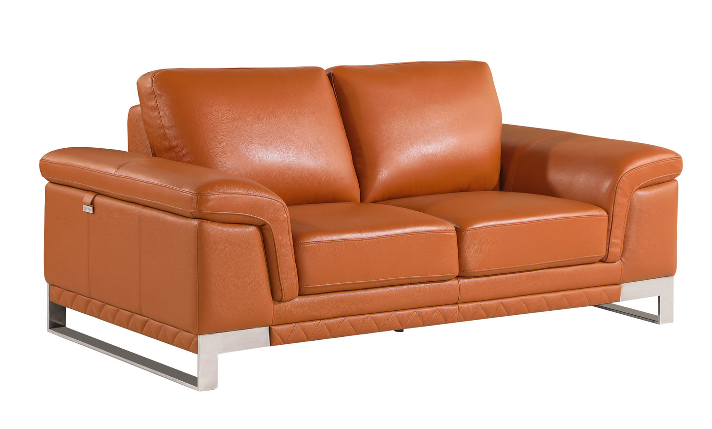 Three Piece Indoor Camel Italian Leather Six Person Seating Set-0