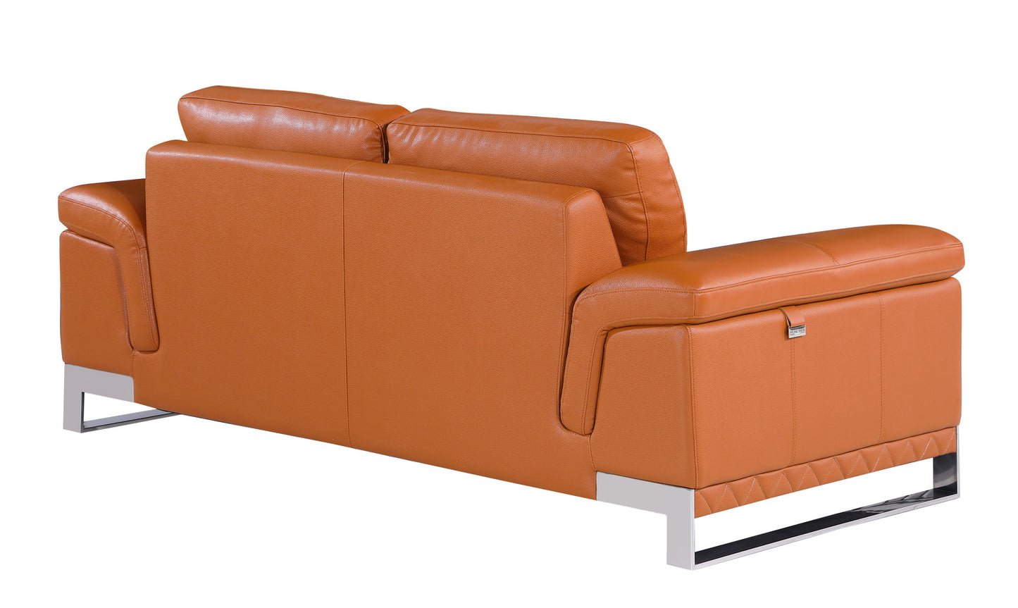 Three Piece Indoor Camel Italian Leather Six Person Seating Set-6