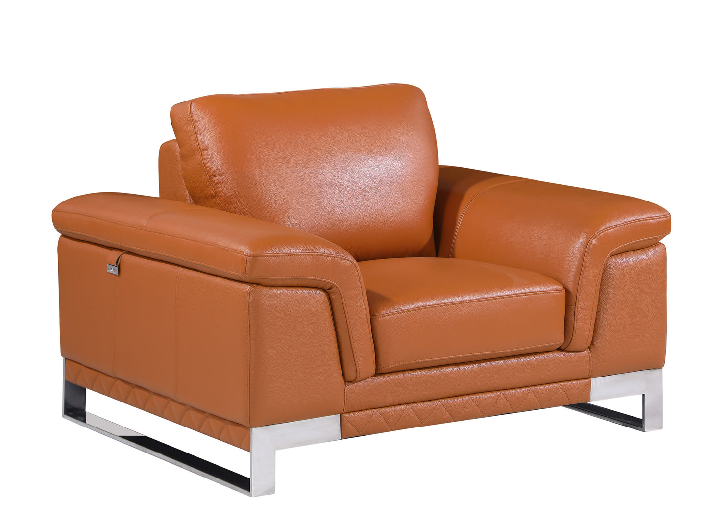 Three Piece Indoor Camel Italian Leather Six Person Seating Set-4