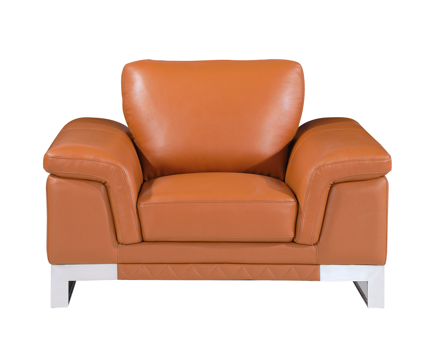 Three Piece Indoor Camel Italian Leather Six Person Seating Set-3