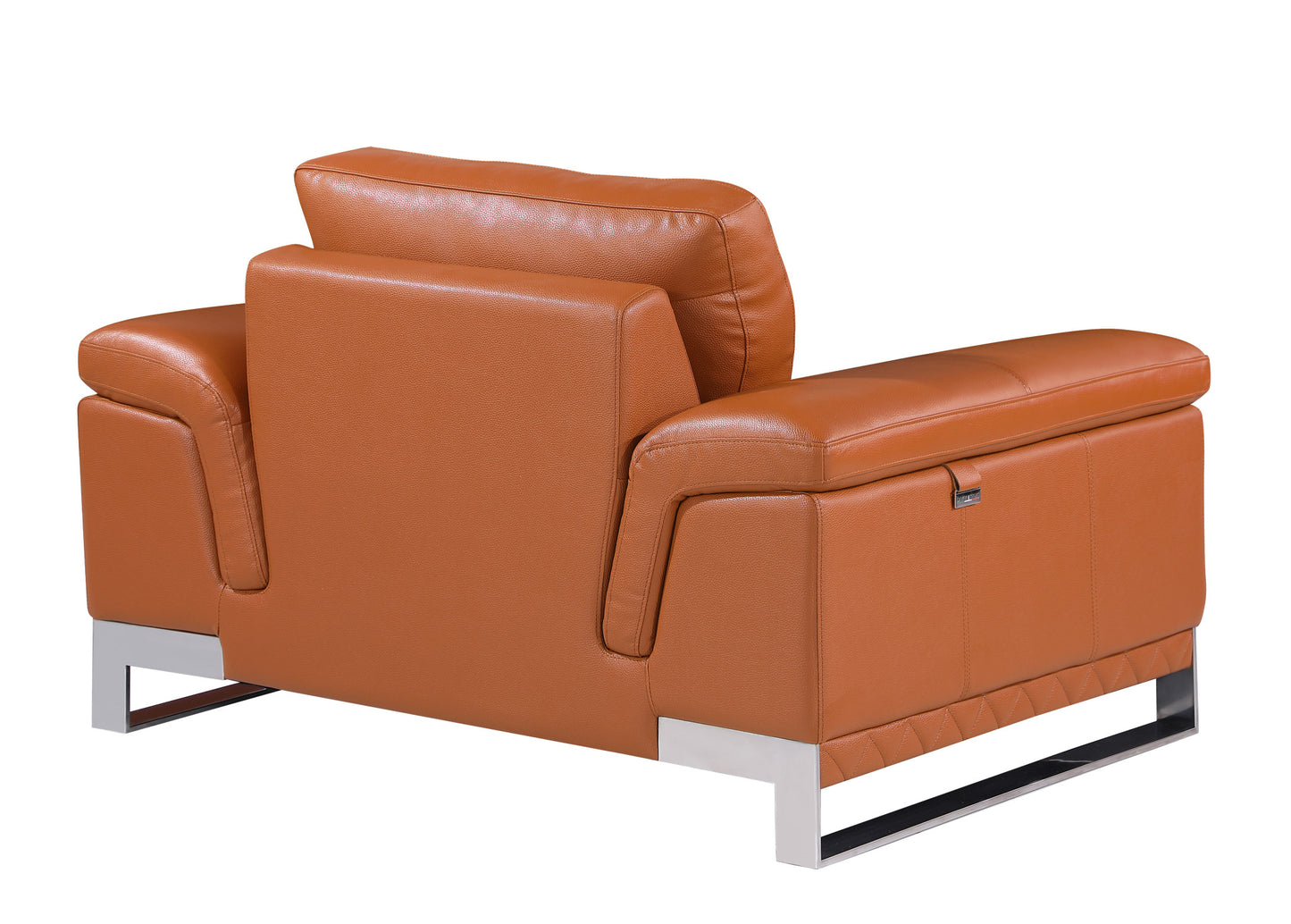 Three Piece Indoor Camel Italian Leather Six Person Seating Set-2