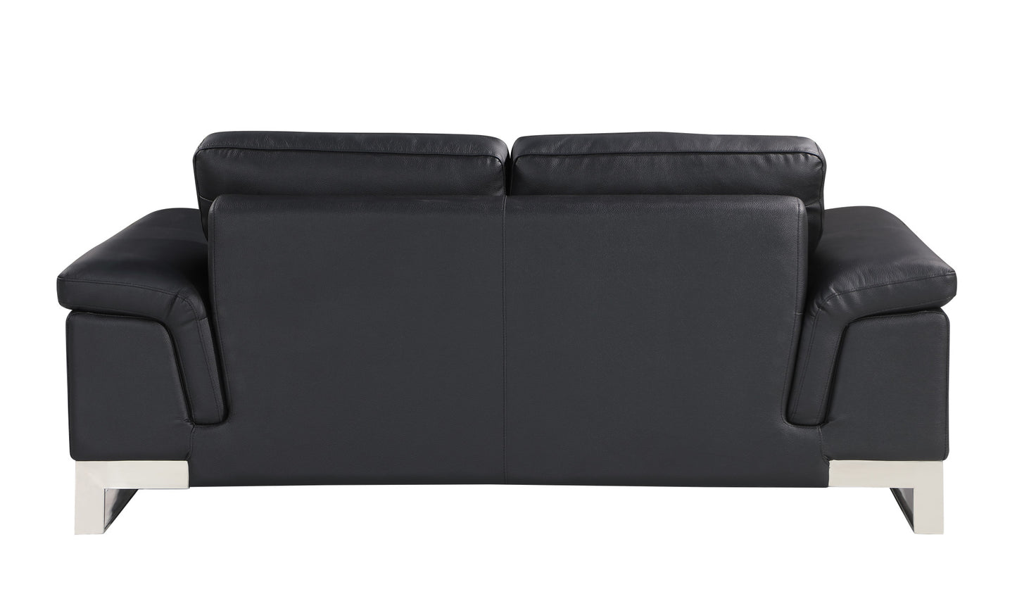 Three Piece Indoor Black Italian Leather Six Person Seating Set-2