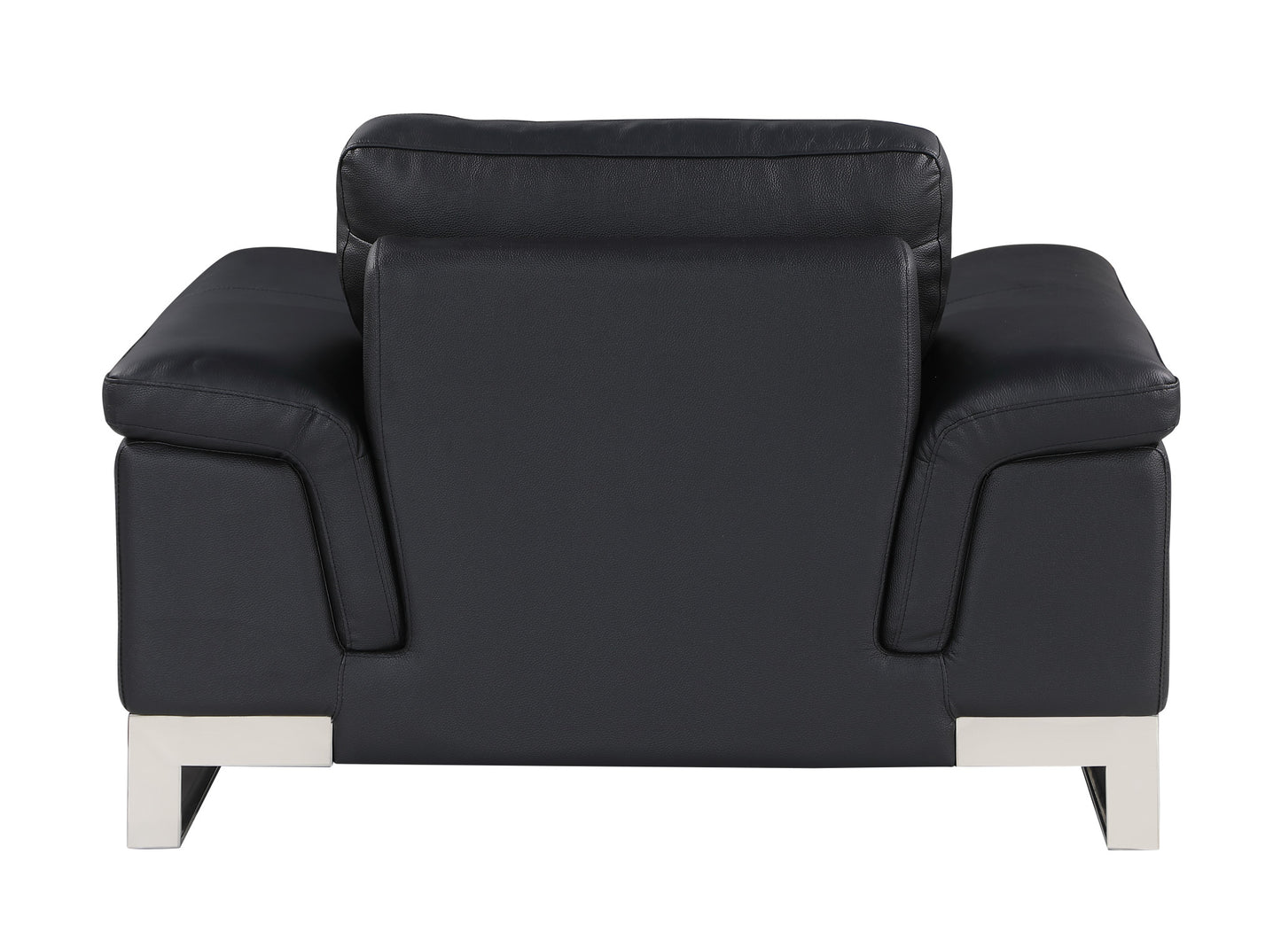 Three Piece Indoor Black Italian Leather Six Person Seating Set-3
