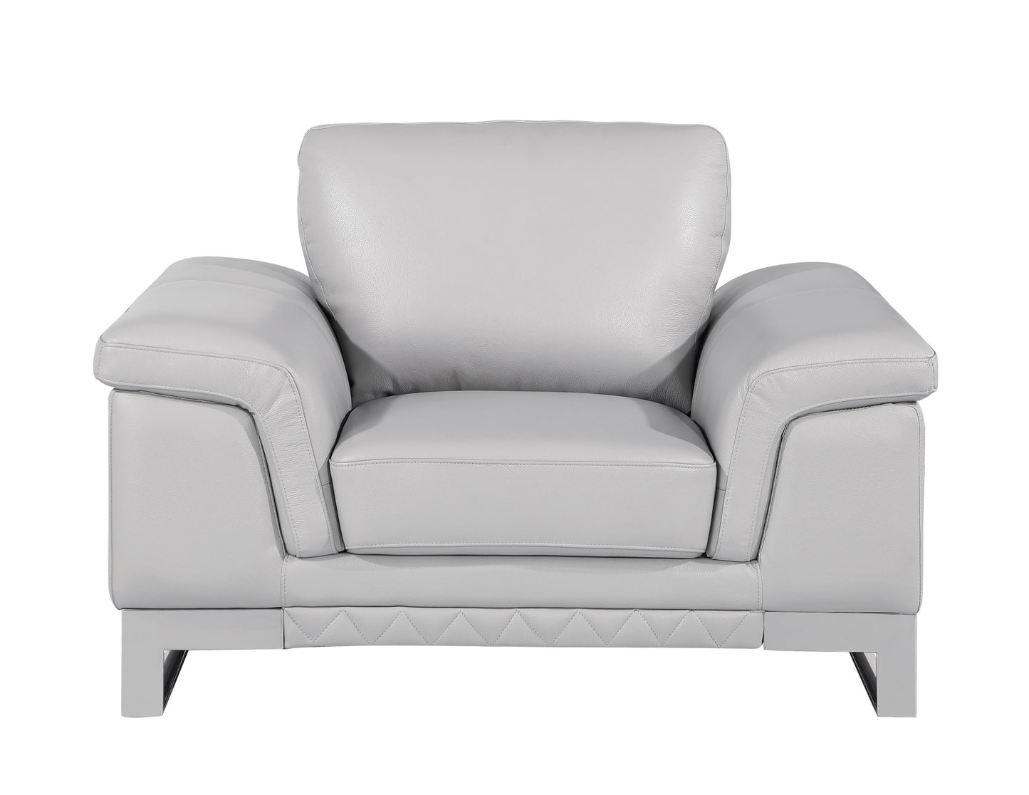 Three Piece Indoor Light Gray Italian Leather Six Person Seating Set-2