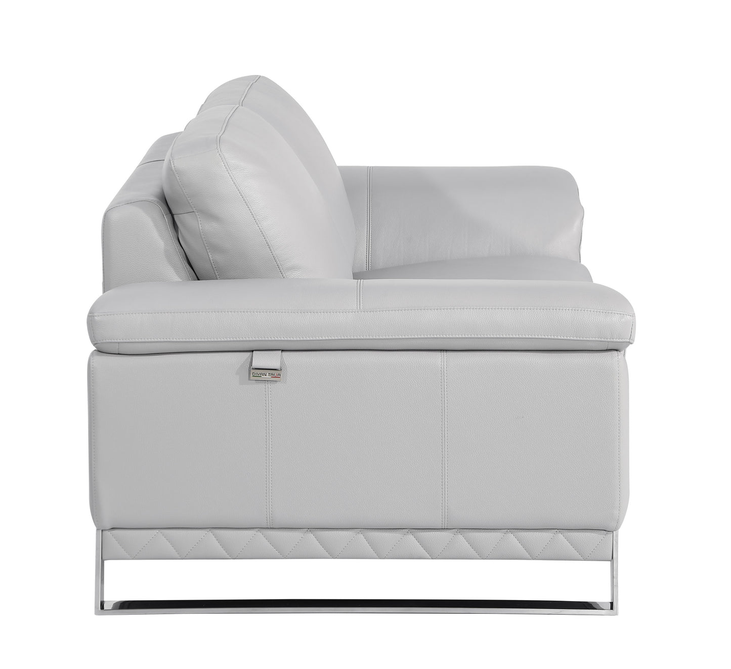 Three Piece Indoor Light Gray Italian Leather Six Person Seating Set-3