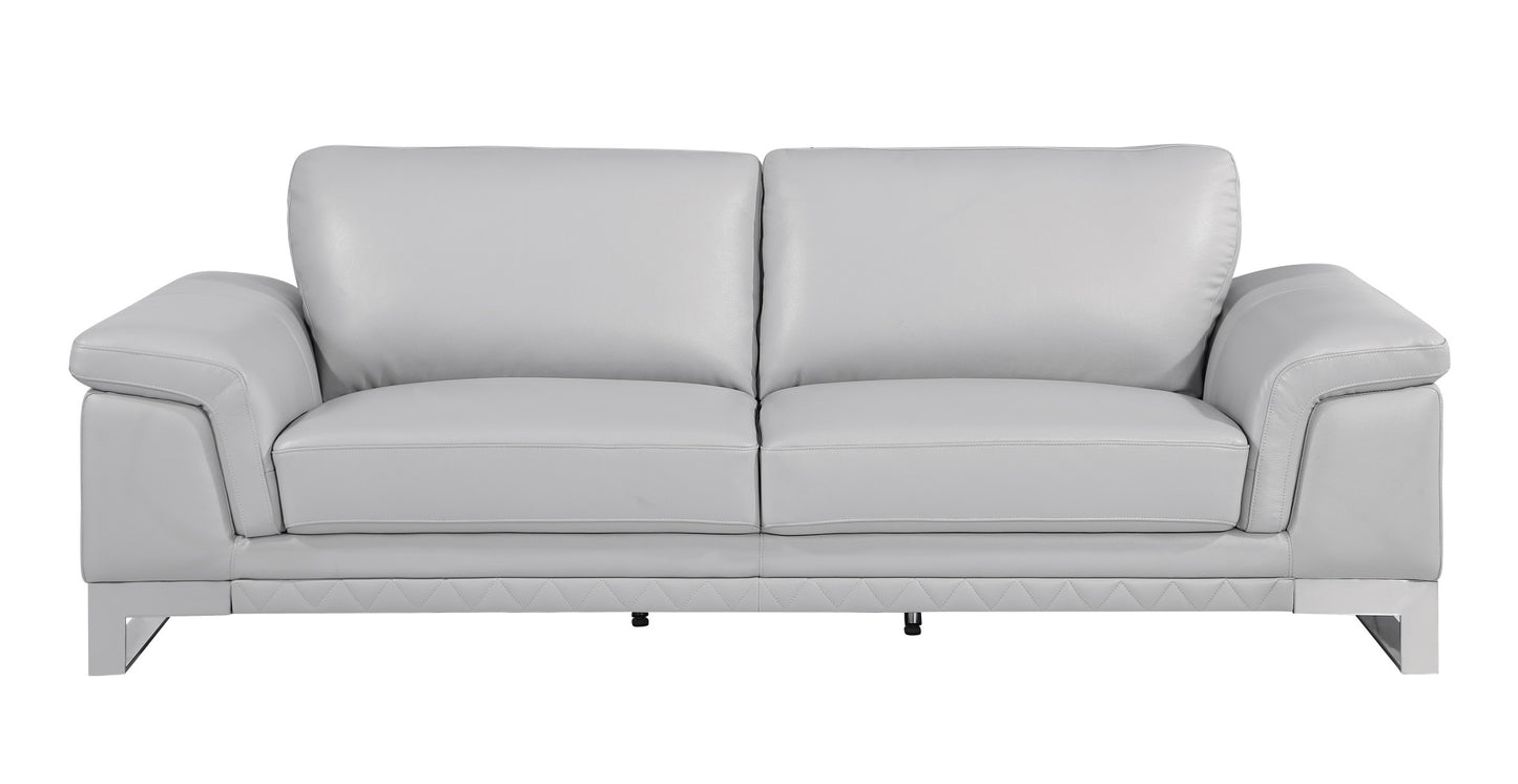 Three Piece Indoor Light Gray Italian Leather Six Person Seating Set-4