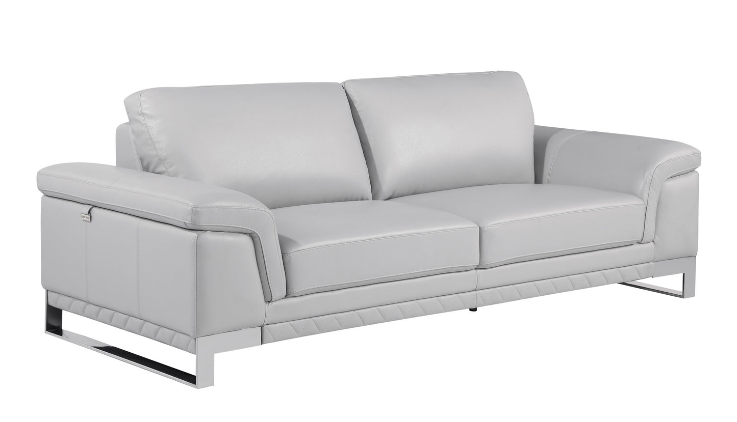 Three Piece Indoor Light Gray Italian Leather Six Person Seating Set-5