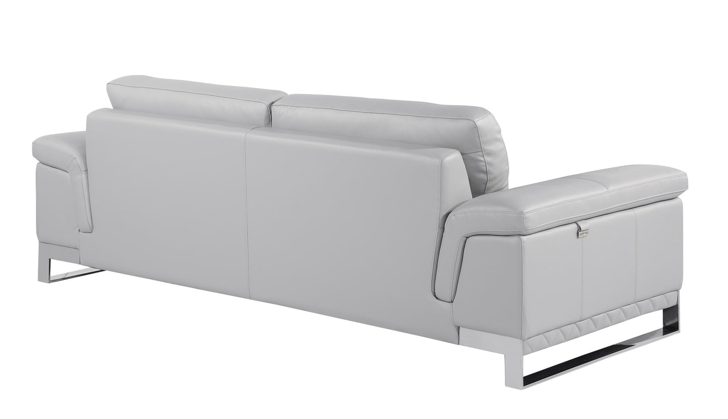 Three Piece Indoor Light Gray Italian Leather Six Person Seating Set-6