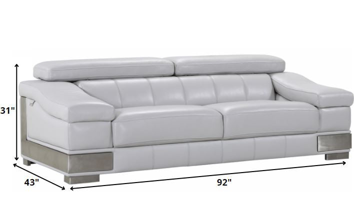 Three Piece Indoor Light Gray Italian Leather Six Person Seating Set-5