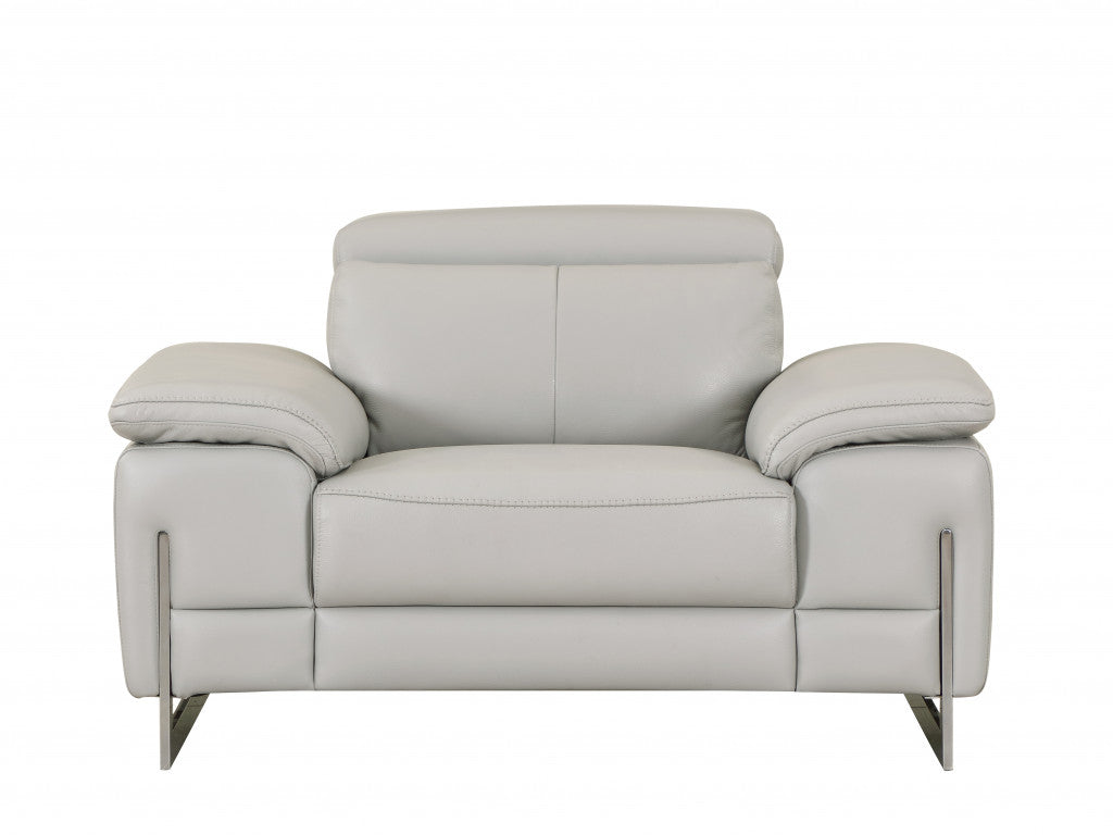 Three Piece Indoor Light Gray Italian Leather Six Person Seating Set-1
