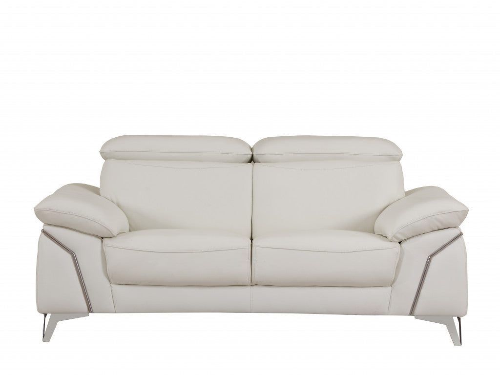 Three Piece Indoor White Italian Leather Six Person Seating Set-2