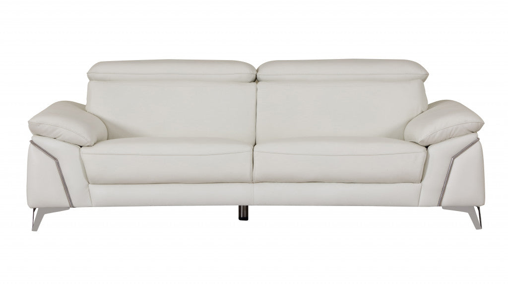 Three Piece Indoor White Italian Leather Six Person Seating Set-3