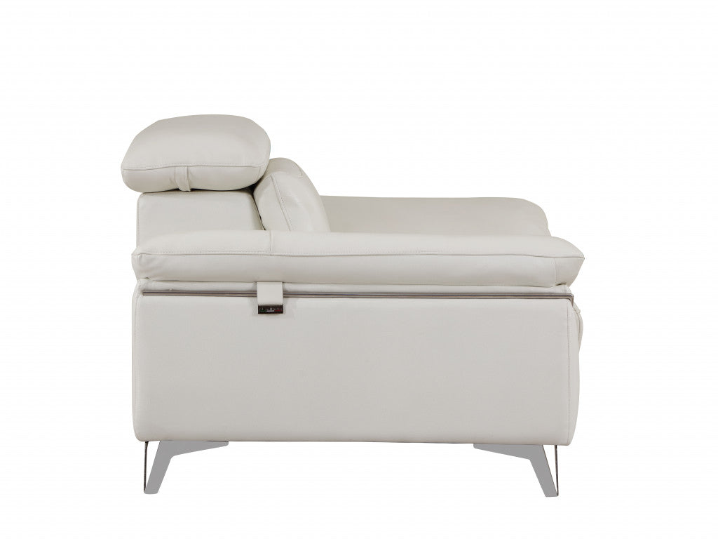 Three Piece Indoor White Italian Leather Six Person Seating Set-4