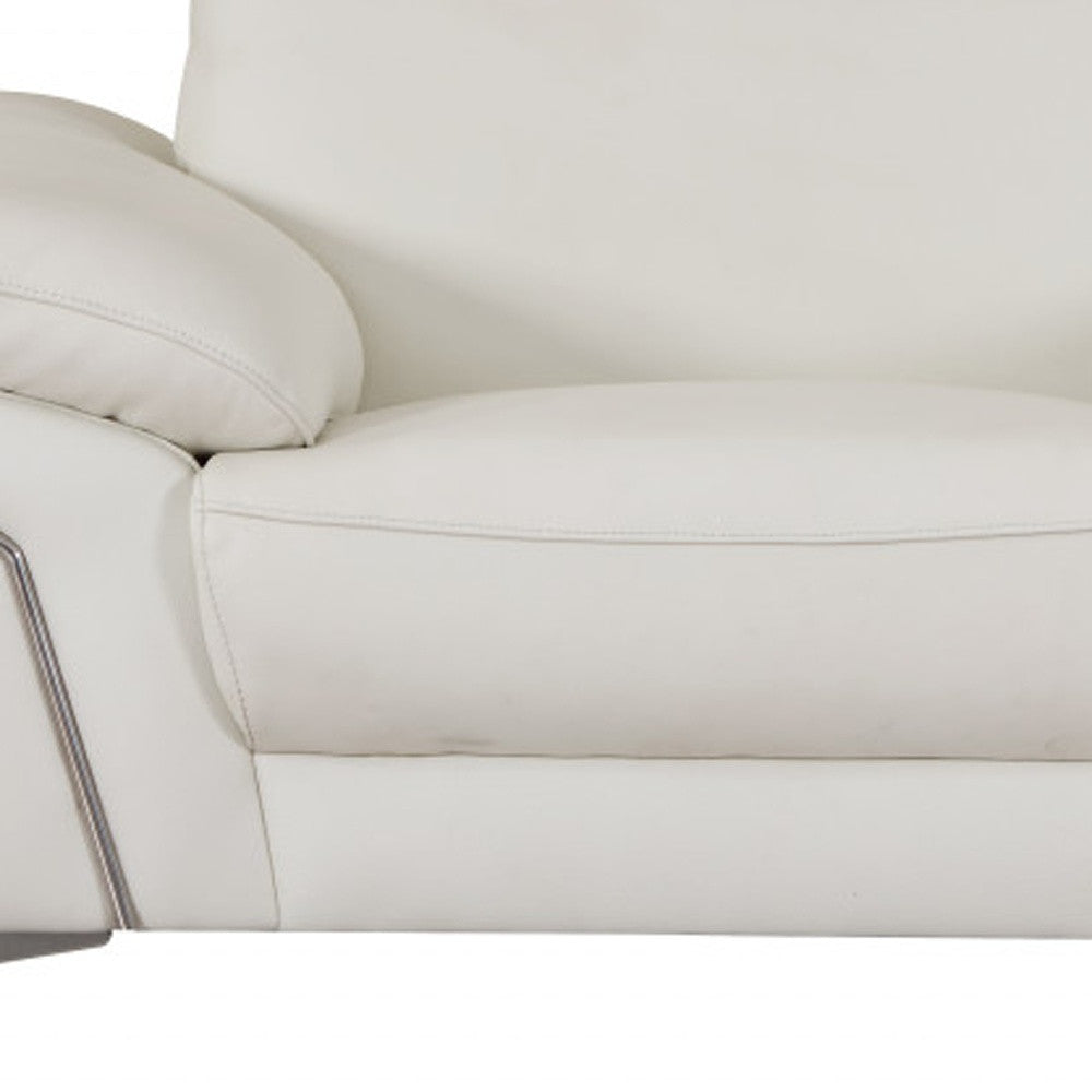 Three Piece Indoor White Italian Leather Six Person Seating Set-6