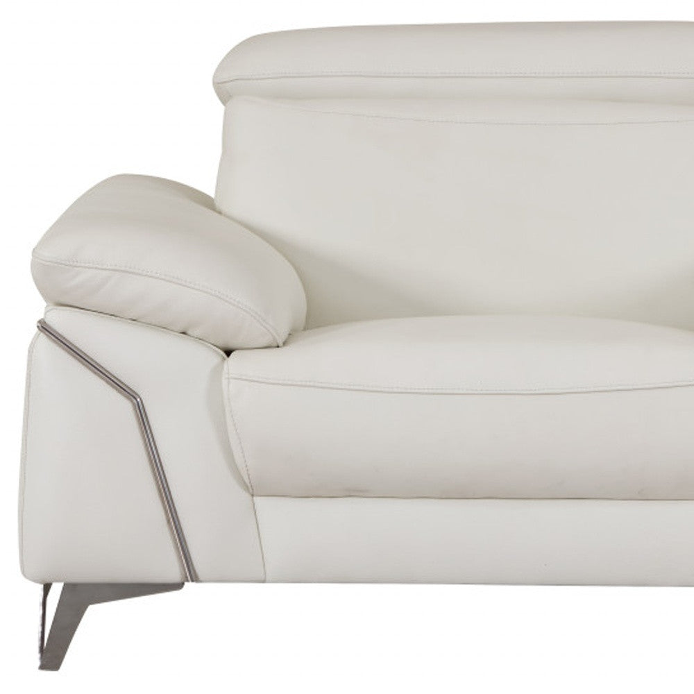 Three Piece Indoor White Italian Leather Six Person Seating Set-7