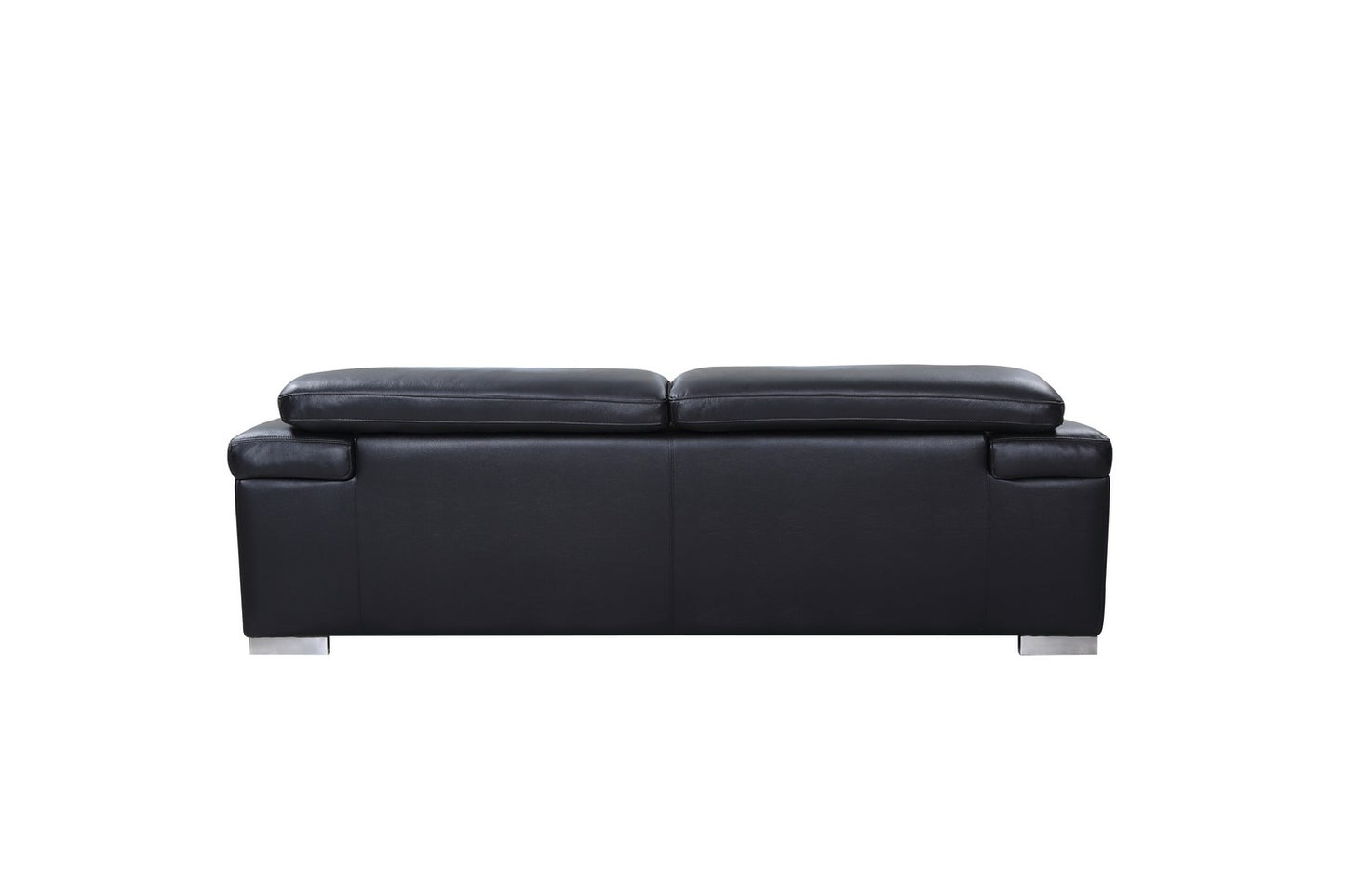 Three Piece Indoor Black Italian Leather Six Person Seating Set-3