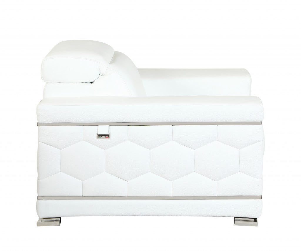 Two Piece Indoor White Italian Leather Five Person Seating Set-4