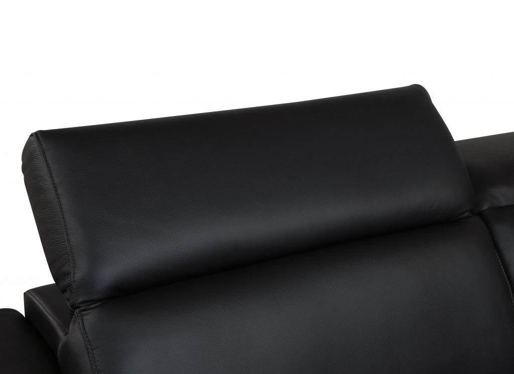 Two Piece Indoor Black Italian Leather Five Person Seating Set-5