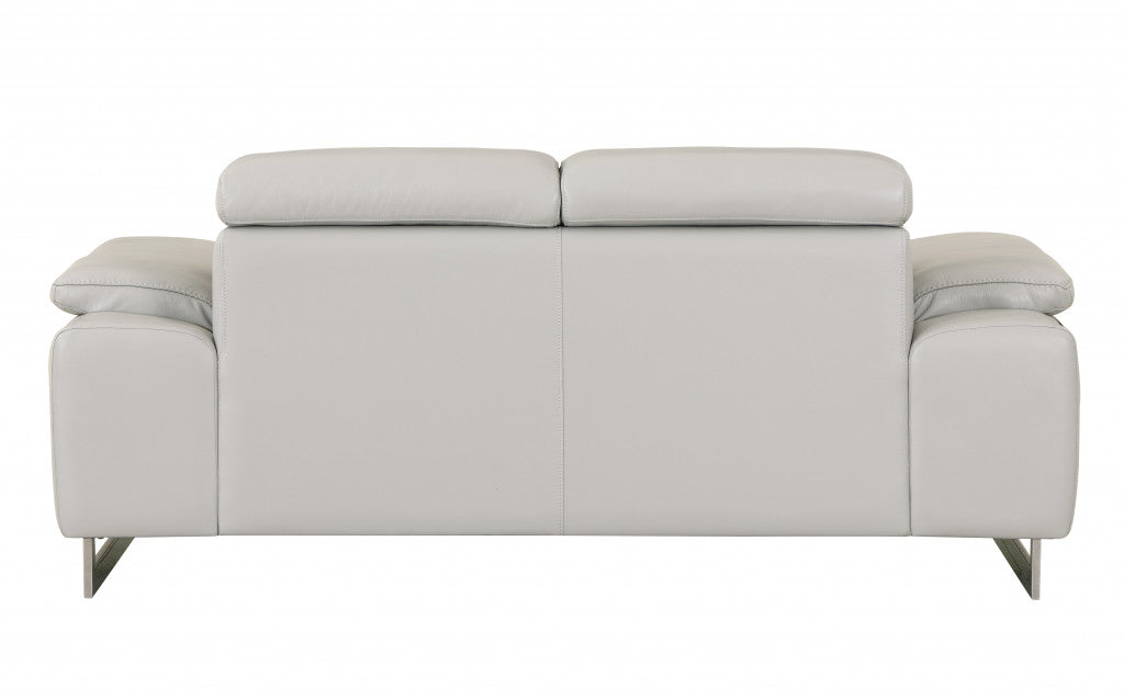 Two Piece Indoor Light Gray Italian Leather Five Person Seating Set-3