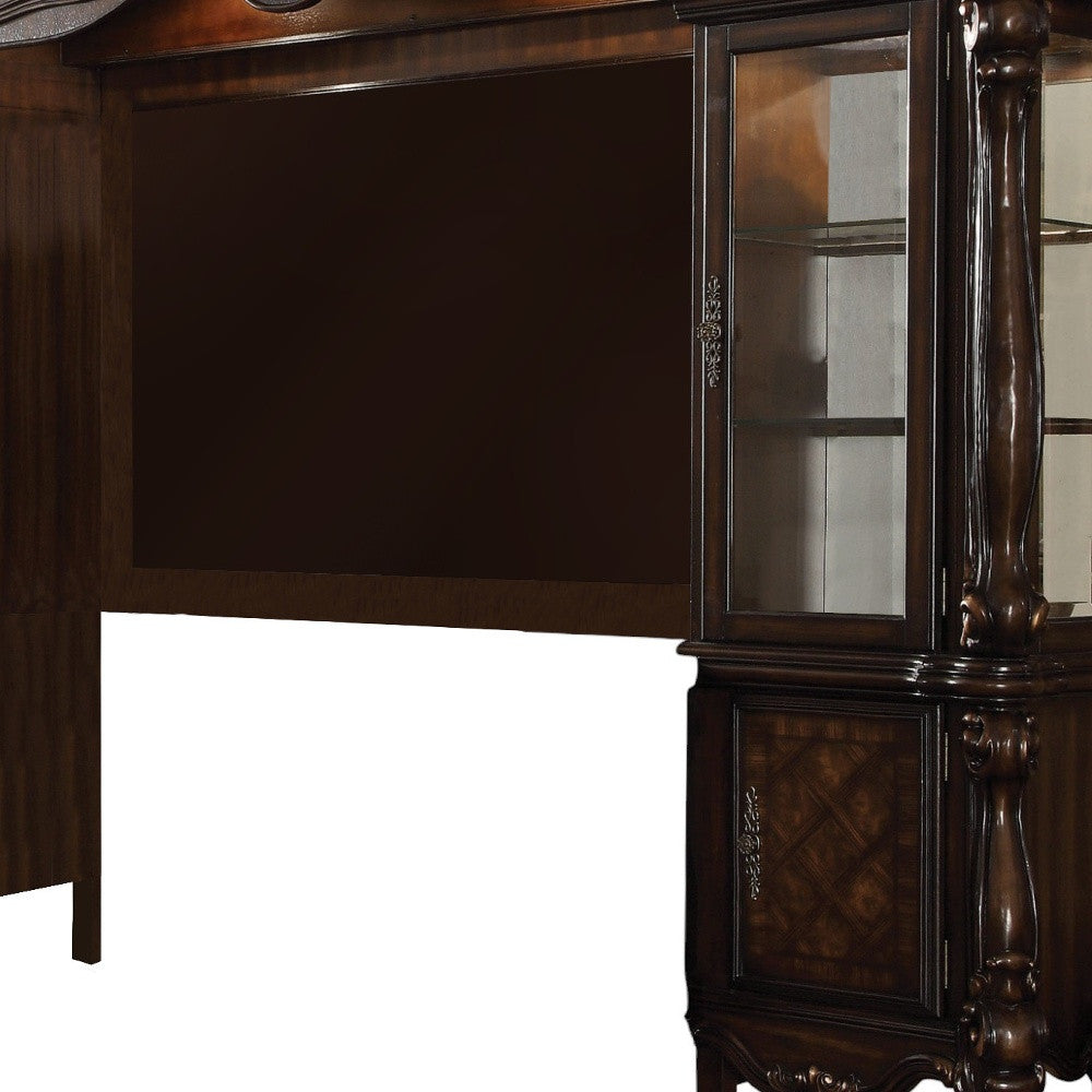 118" Dark Brown Solid Wood Floating Mount Entertainment Center-3
