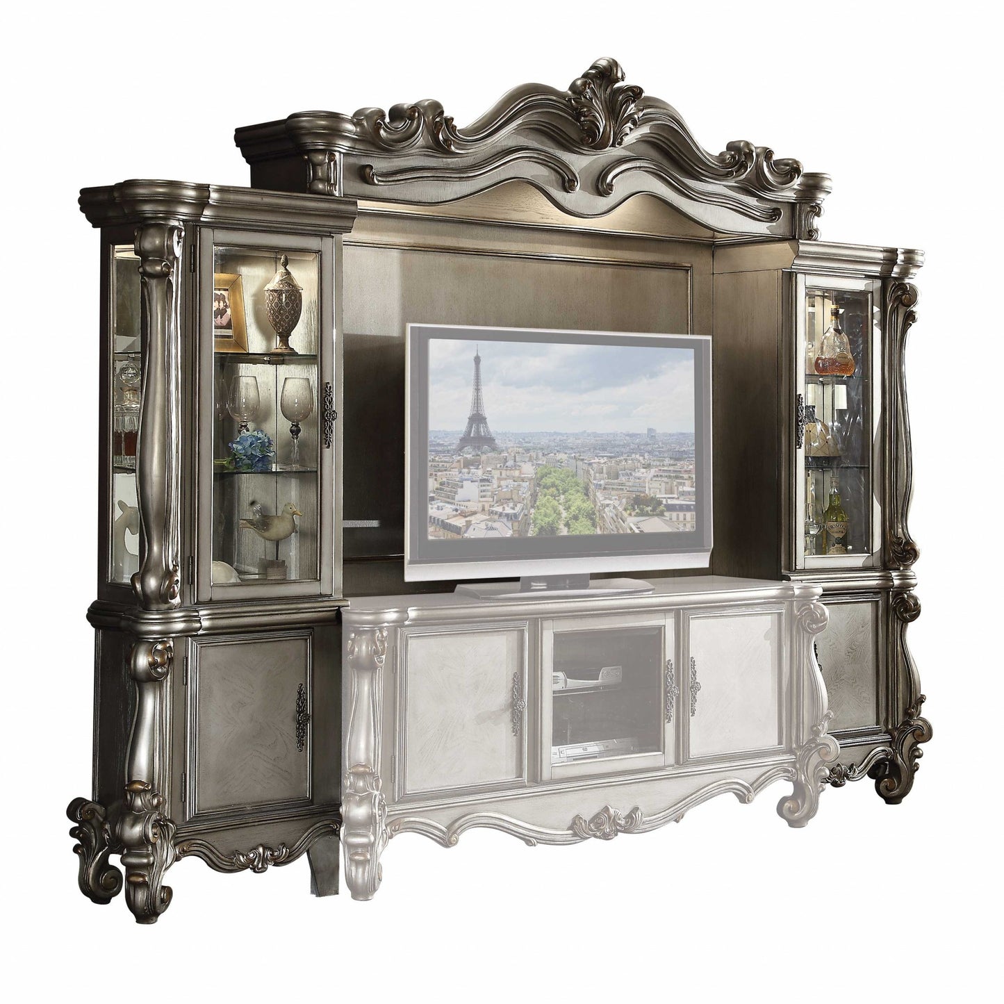 118" Platinum Solid Wood Floating Mount Entertainment Center-2