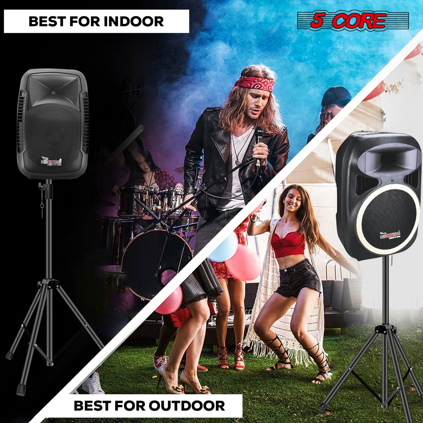 5 Core Speaker Stand Height Adjustable PA DJ Tripod Studio Monitor Stands w 35mm Compatible Insert-3