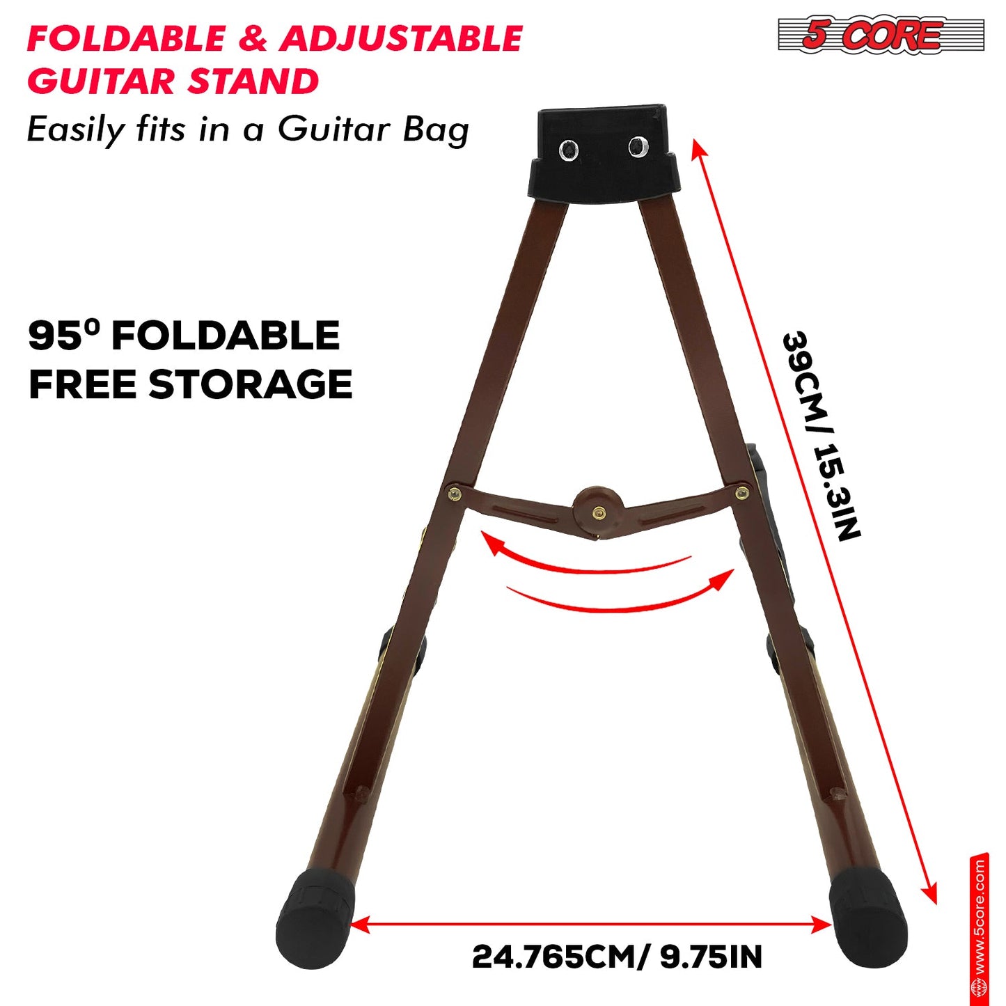 5 Core Guitar Stand A Frame Shape w Soft Foam Arm Non Slip Rubber for Acoustic Electric Bass Ukulele-3