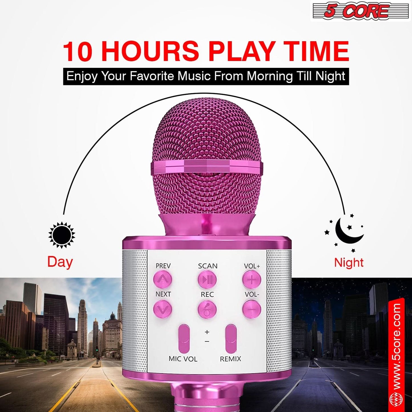 5Core Wireless Karaoke Microphone Bluetooth Mic Portable Handheld Microfonos Inalambricos PINK-1