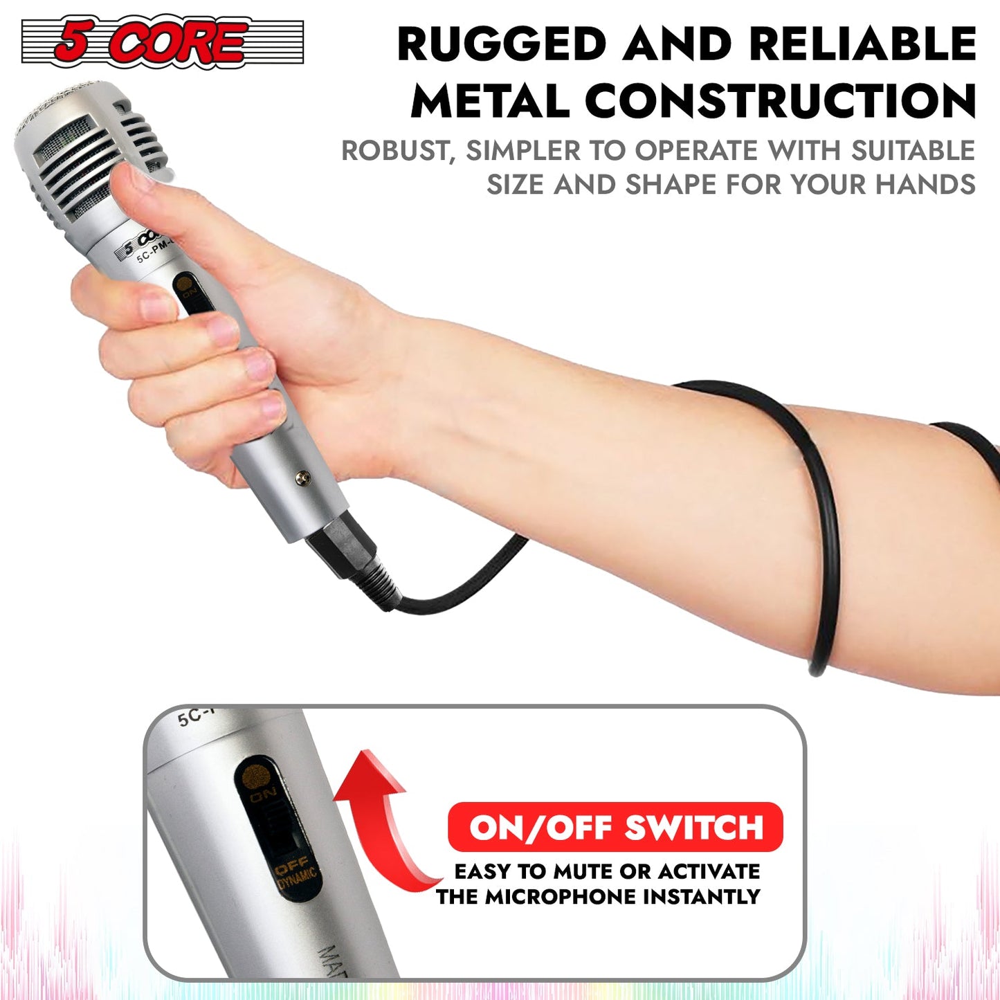 5Core XLR Microphone Dynamic Mic Karaoke Singing Studio Mics Handheld Microfono-2
