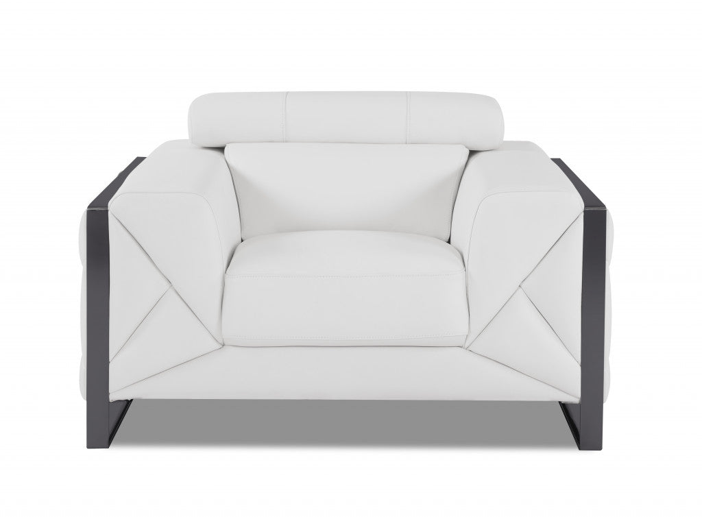 Three Piece Indoor White Italian Leather Six Person Seating Set-2