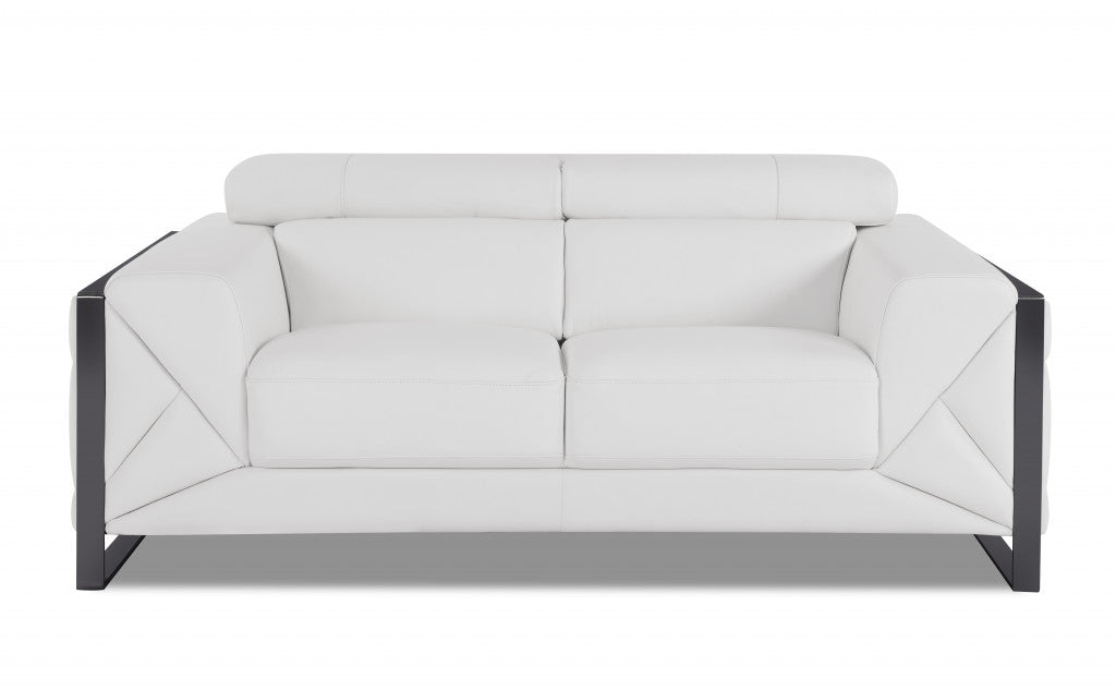 Three Piece Indoor White Italian Leather Six Person Seating Set-3