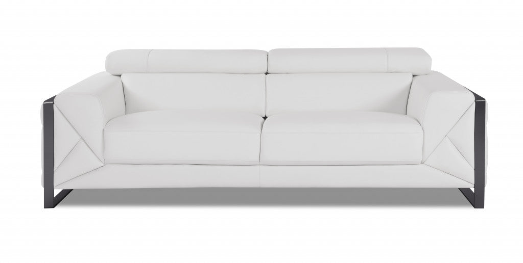 Three Piece Indoor White Italian Leather Six Person Seating Set-4