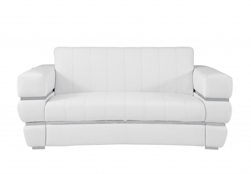 Three Piece Indoor White Italian Leather Six Person Seating Set-3